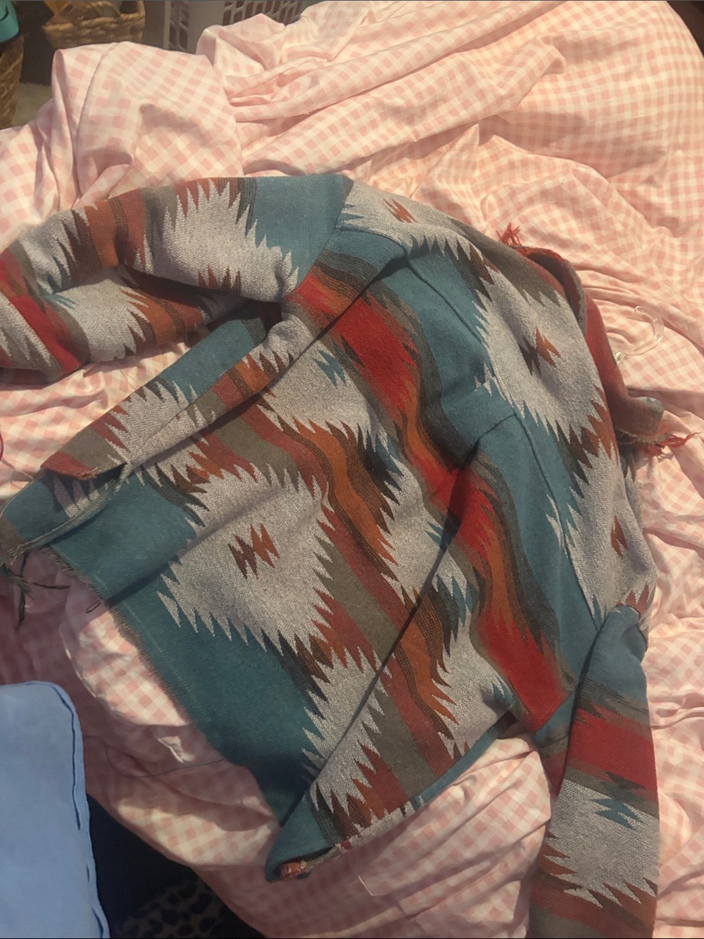 Western Pattern Wool-Blend Aztec Multi-Colored Jacket/Shacket - Picture 3 of 3